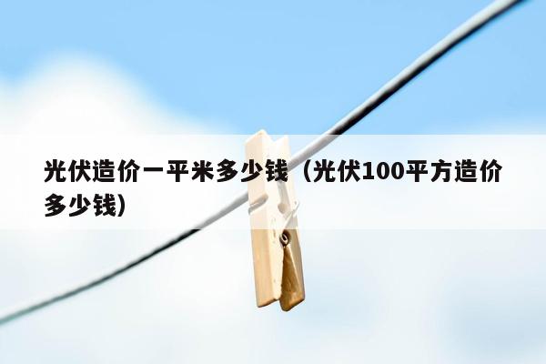 光伏造价一平米多少钱（光伏100平方造价多少钱）