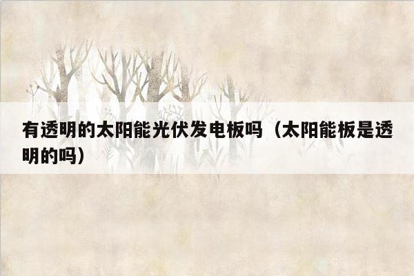 有透明的太阳能光伏发电板吗（太阳能板是透明的吗）
