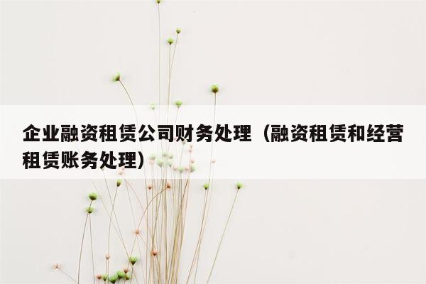 企业融资租赁公司财务处理（融资租赁和经营租赁账务处理）