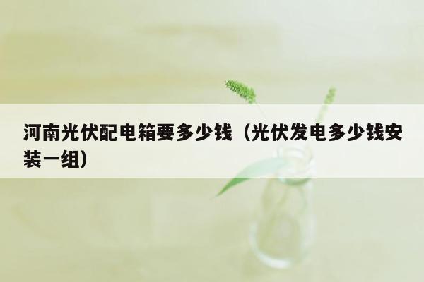 河南光伏配电箱要多少钱（光伏发电多少钱安装一组）