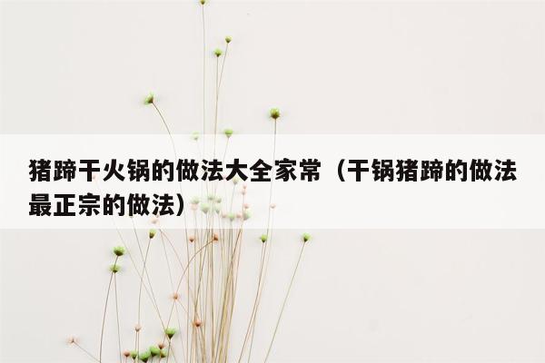 猪蹄干火锅的做法大全家常（干锅猪蹄的做法最正宗的做法）