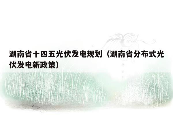 湖南省十四五光伏发电规划（湖南省分布式光伏发电新政策）