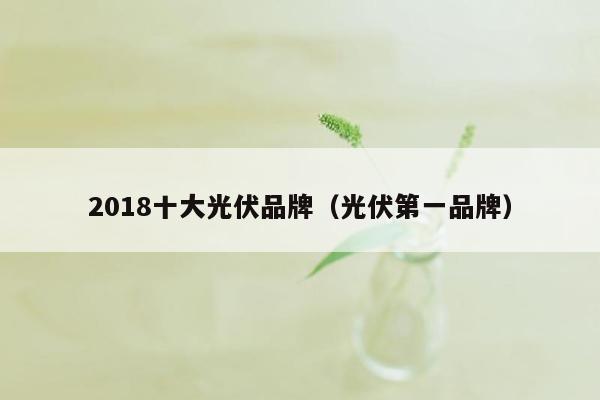 2018十大光伏品牌（光伏第一品牌）