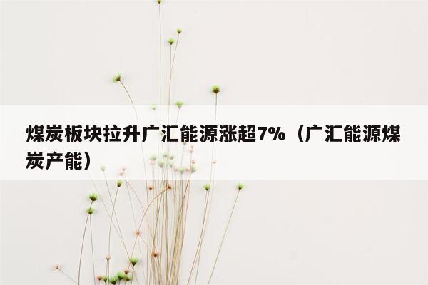 煤炭板块拉升广汇能源涨超7%（广汇能源煤炭产能）