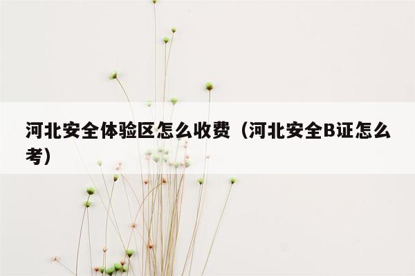 河北安全体验区怎么收费（河北安全B证怎么考）