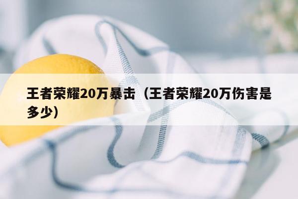 王者荣耀20万暴击（王者荣耀20万伤害是多少）