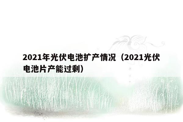 2021年光伏电池扩产情况（2021光伏电池片产能过剩）