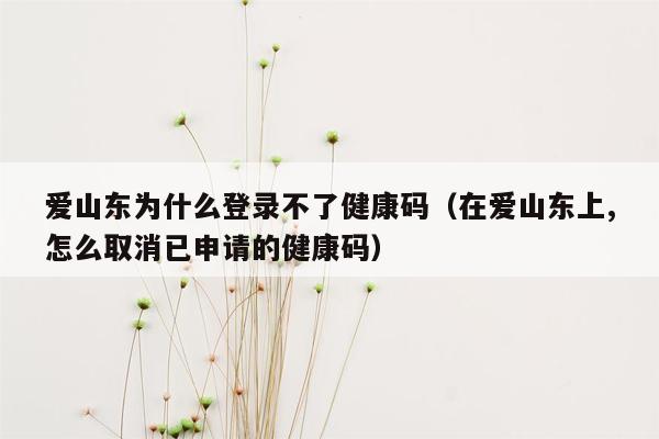 爱山东为什么登录不了健康码（在爱山东上,怎么取消已申请的健康码）