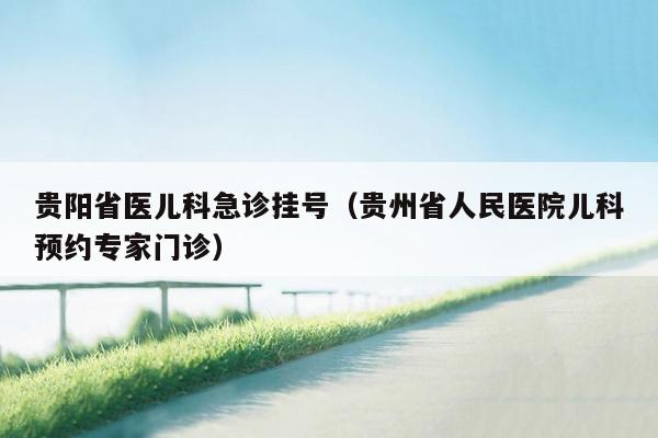 贵阳省医儿科急诊挂号（贵州省人民医院儿科预约专家门诊）