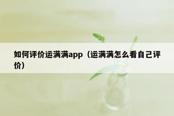 如何评价运满满app（运满满怎么看自己评价）