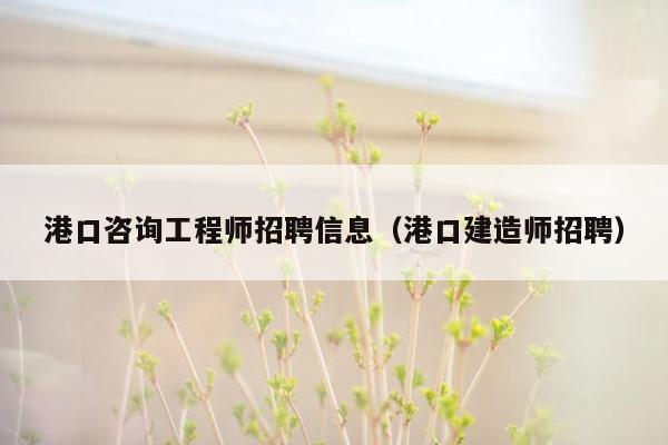 港口咨询工程师招聘信息（港口建造师招聘）