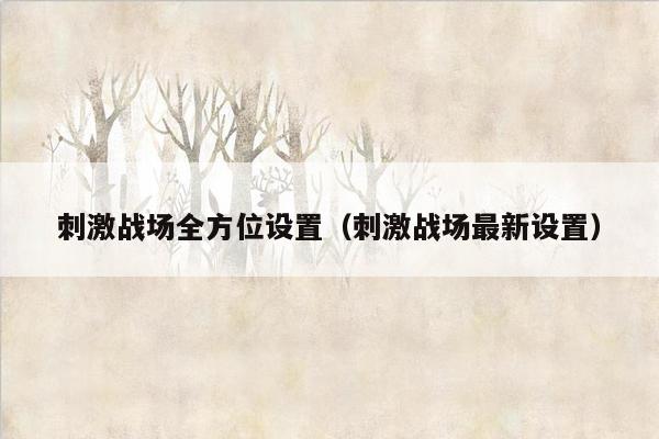 刺激战场全方位设置（刺激战场最新设置）