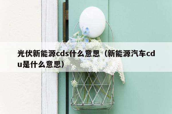 光伏新能源cds什么意思（新能源汽车cdu是什么意思）