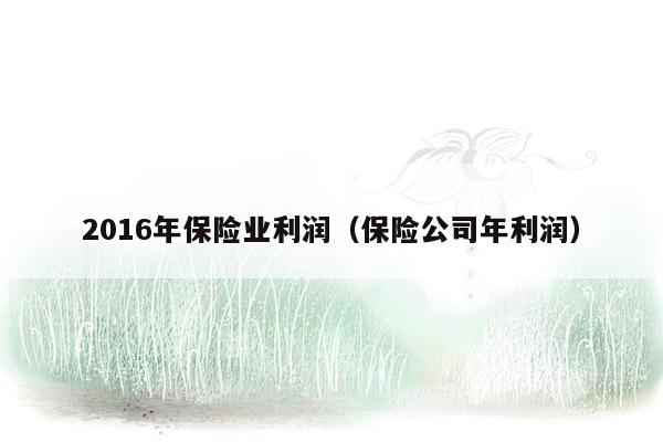 2016年保险业利润（保险公司年利润）