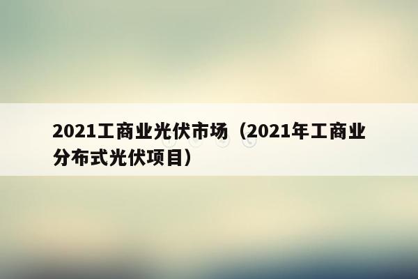 2021工商业光伏市场（2021年工商业分布式光伏项目）