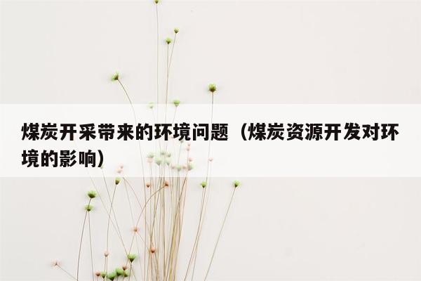 煤炭开采带来的环境问题（煤炭资源开发对环境的影响）