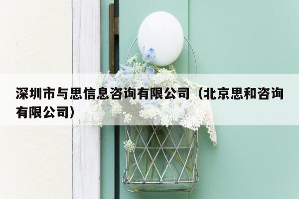 深圳市与思信息咨询有限公司（北京思和咨询有限公司）