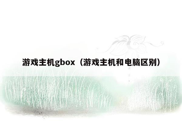 游戏主机gbox（游戏主机和电脑区别）