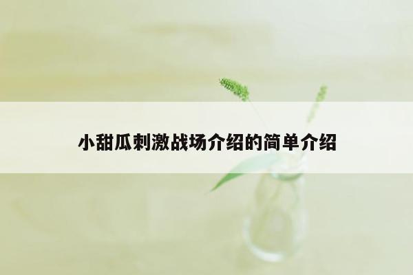 小甜瓜刺激战场介绍的简单介绍