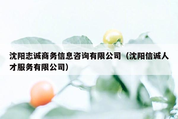 沈阳志诚商务信息咨询有限公司（沈阳信诚人才服务有限公司）