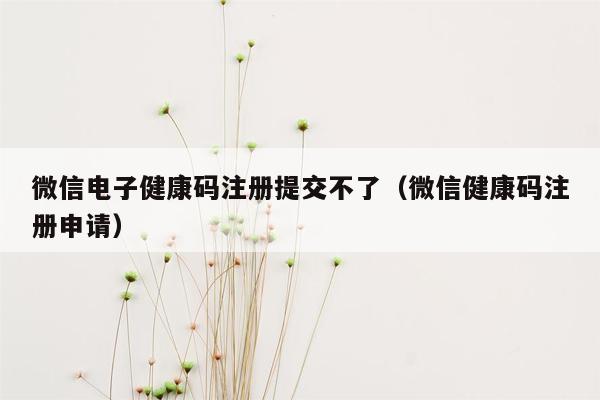 微信电子健康码注册提交不了（微信健康码注册申请）