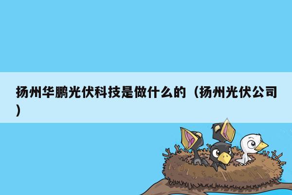 扬州华鹏光伏科技是做什么的（扬州光伏公司）