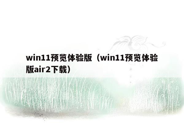 win11预览体验版（win11预览体验版air2下载）