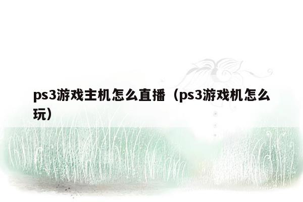 ps3游戏主机怎么直播（ps3游戏机怎么玩）