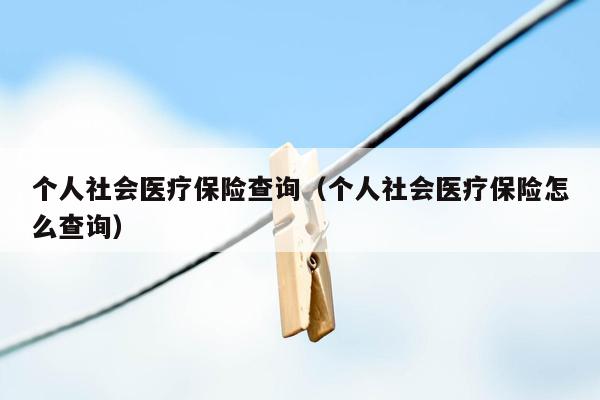 个人社会医疗保险查询（个人社会医疗保险怎么查询）