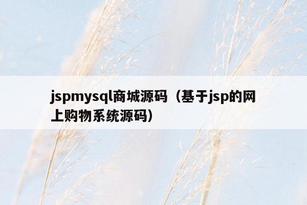 jspmysql商城源码（基于jsp的网上购物系统源码）