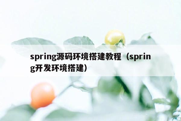 spring源码环境搭建教程（spring开发环境搭建）