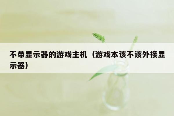 不带显示器的游戏主机（游戏本该不该外接显示器）