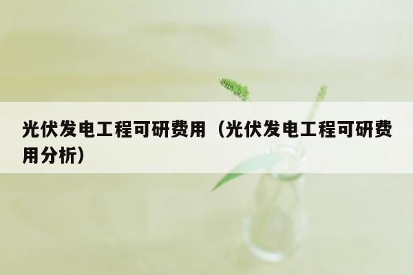 光伏发电工程可研费用（光伏发电工程可研费用分析）