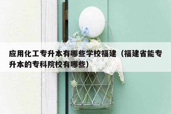 应用化工专升本有哪些学校福建（福建省能专升本的专科院校有哪些）