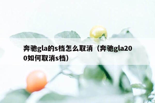 奔驰gla的s档怎么取消（奔驰gla200如何取消s档）