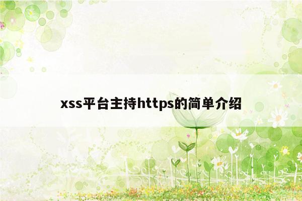 xss平台主持https的简单介绍