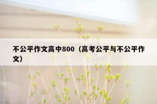 不公平作文高中800（高考公平与不公平作文）