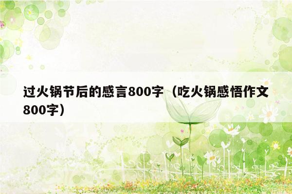 过火锅节后的感言800字（吃火锅感悟作文800字）