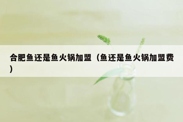 合肥鱼还是鱼火锅加盟（鱼还是鱼火锅加盟费）