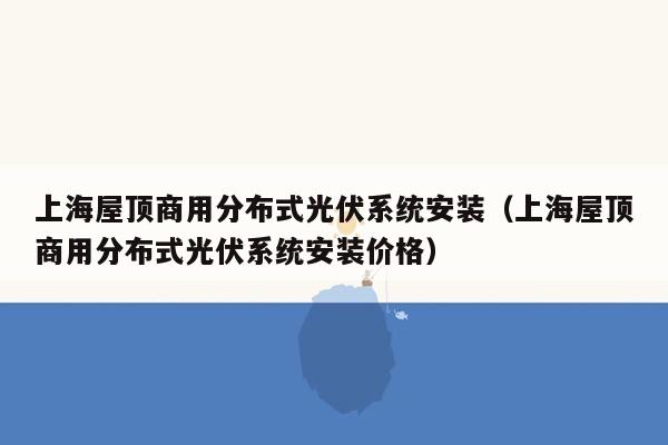 上海屋顶商用分布式光伏系统安装（上海屋顶商用分布式光伏系统安装价格）