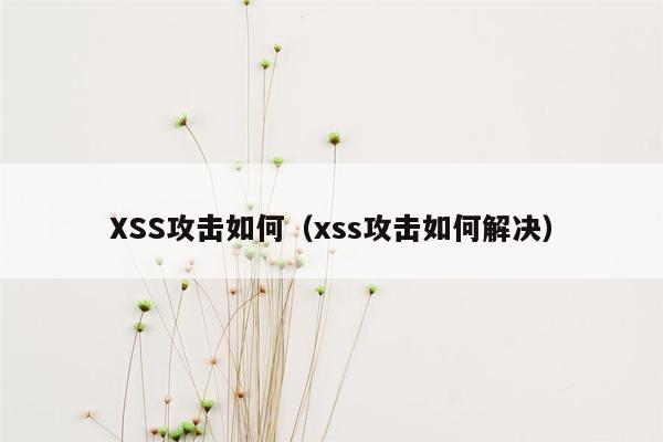 XSS攻击如何（xss攻击如何解决）