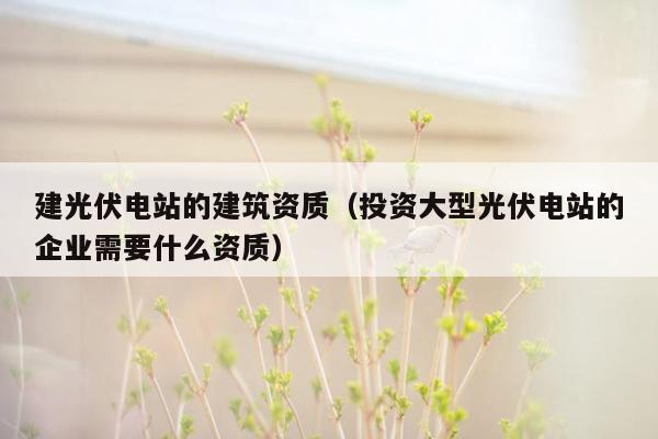 建光伏电站的建筑资质（投资大型光伏电站的企业需要什么资质）