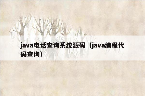 java电话查询系统源码（java编程代码查询）