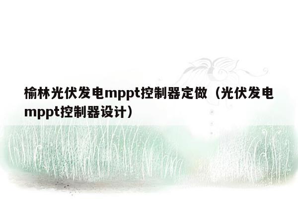 榆林光伏发电mppt控制器定做（光伏发电mppt控制器设计）