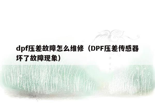 dpf压差故障怎么维修（DPF压差传感器坏了故障现象）