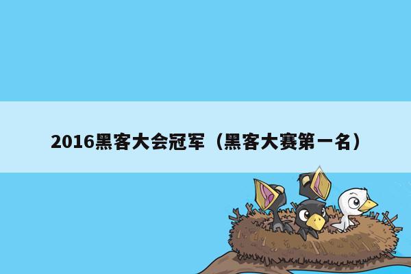 2016黑客大会冠军（黑客大赛第一名）