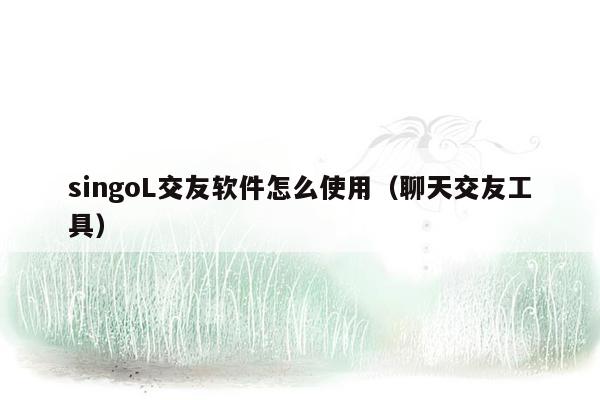 singoL交友软件怎么使用（聊天交友工具）