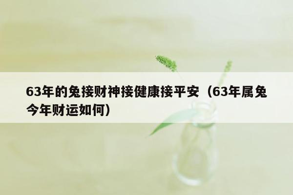 63年的兔接财神接健康接平安（63年属兔今年财运如何）