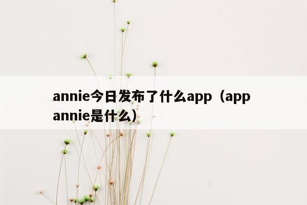 annie今日发布了什么app（app annie是什么）