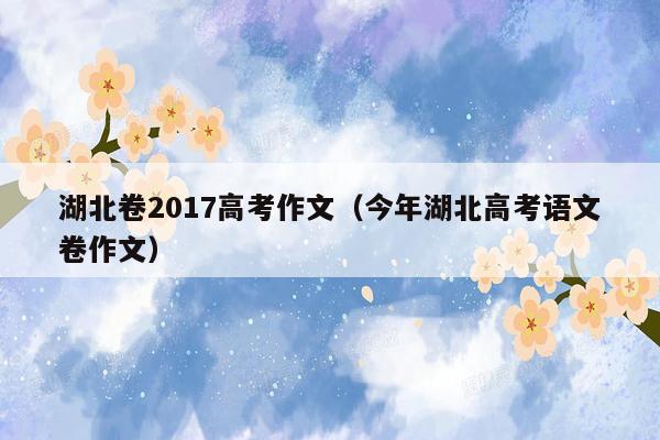 湖北卷2017高考作文（今年湖北高考语文卷作文）